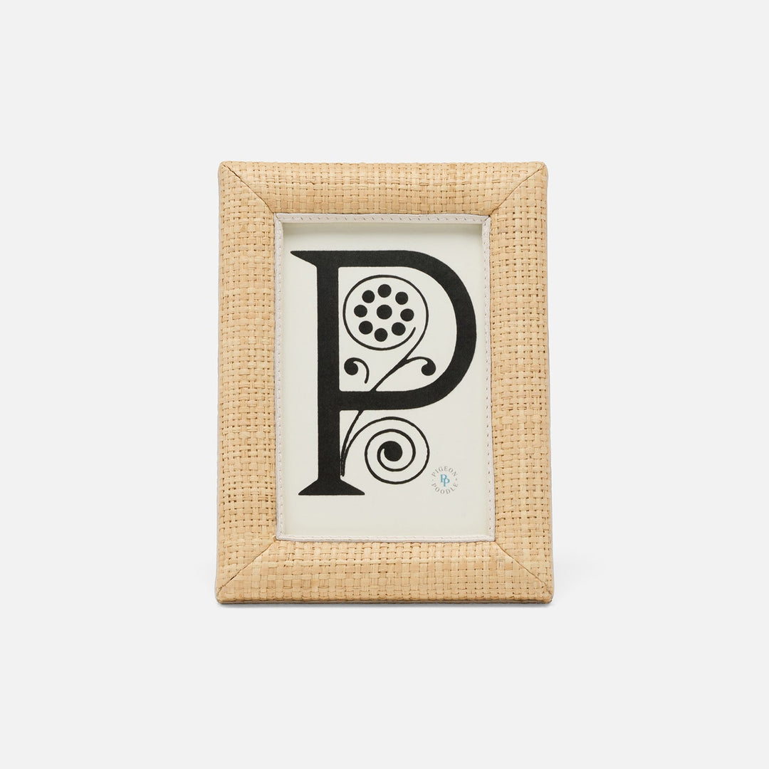 Hanford, Natural/White, Frame, 4"X6", Raffia/Leather