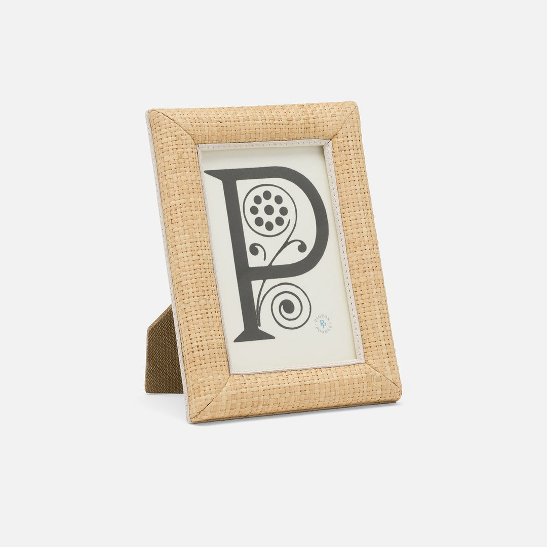 Hanford, Natural/White, Frame, 4"X6", Raffia/Leather