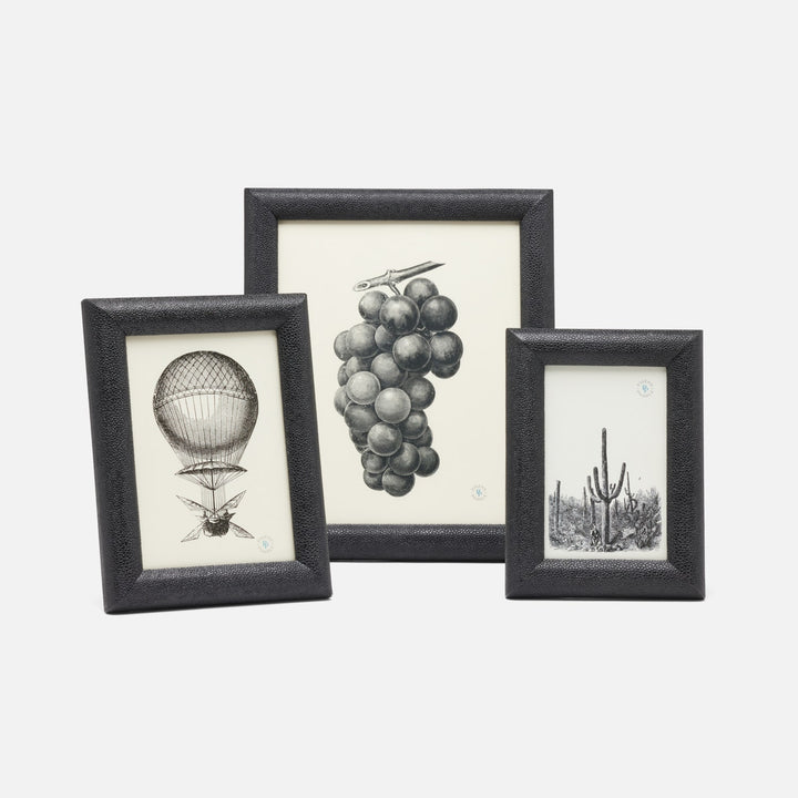 Oxford, Black, Frame, 4"X6", Realistic Faux Shagreen