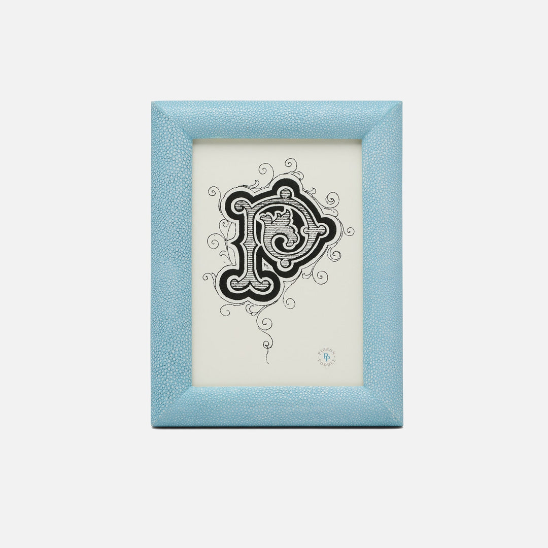 Oxford, Powder Blue, Frame, 5"X7", Realistic Faux Shagreen