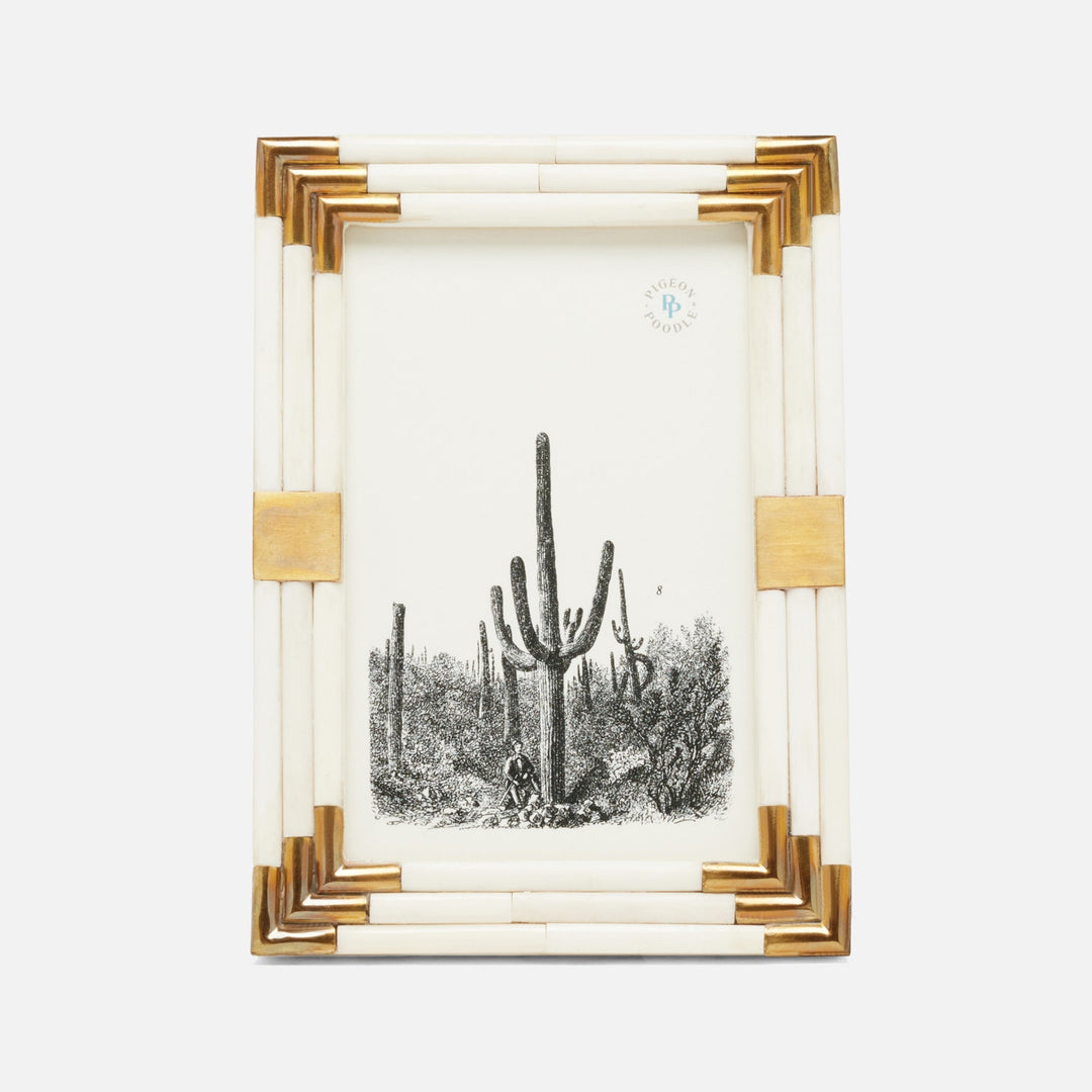Sofia, Natural/Gold, Frame, 4"X6", Bone/Brass