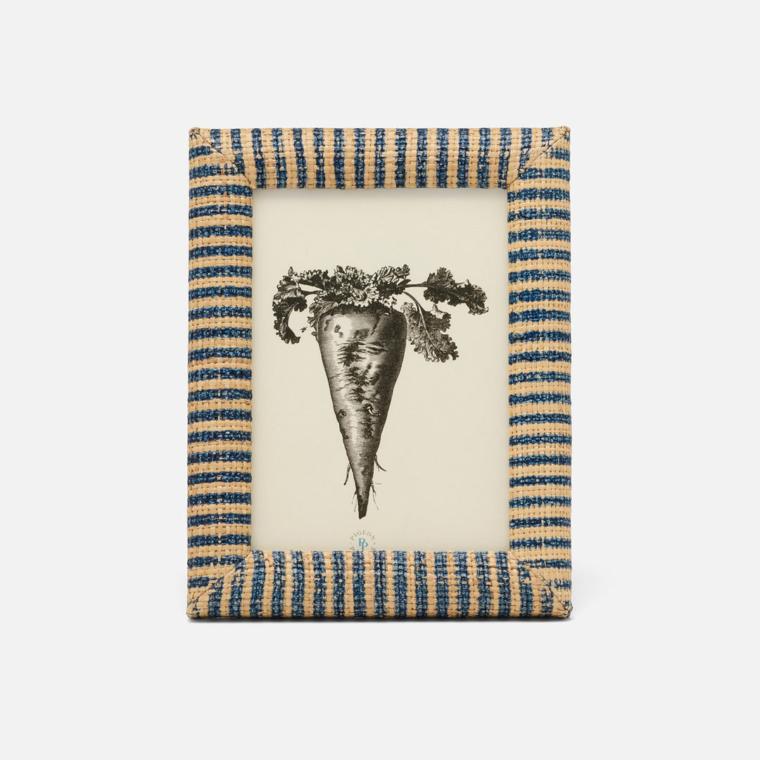 Toluca, Navy/Natural, Frame, 5"X7", Striped Raffia