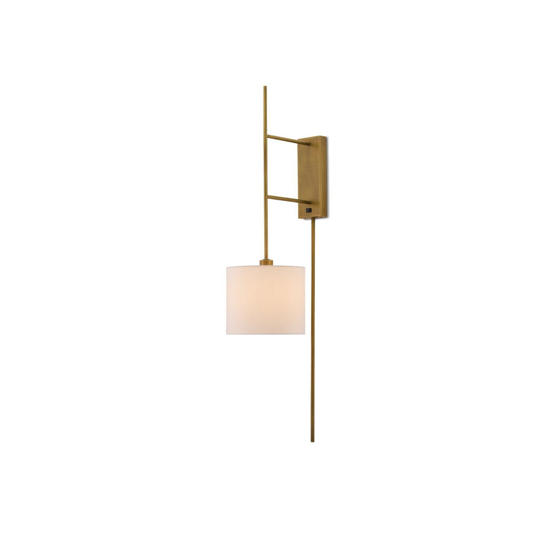 Savill Brass Wall Sconce, White Shade