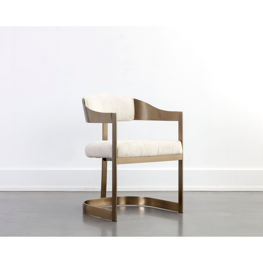 Dining Chairs Beaumont Dining Armchair - Antique Brass - Rhea Light Barley