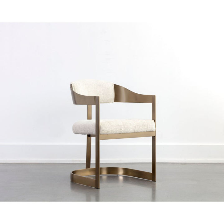Dining Chairs Beaumont Dining Armchair - Antique Brass - Rhea Light Barley