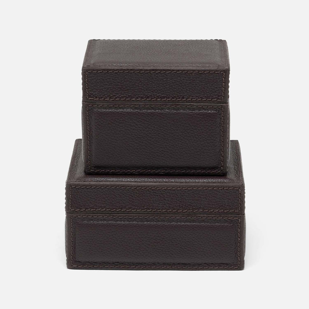 Asby, Aubergine, Canisters, Square, Full-Grain Leather, S/2