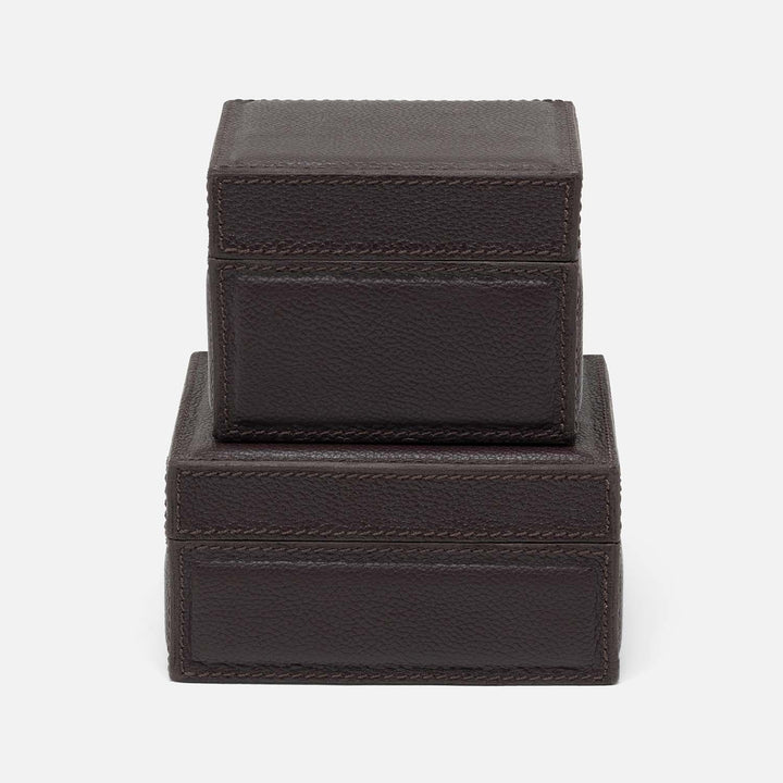 Asby, Aubergine, Canisters, Square, Full-Grain Leather, S/2