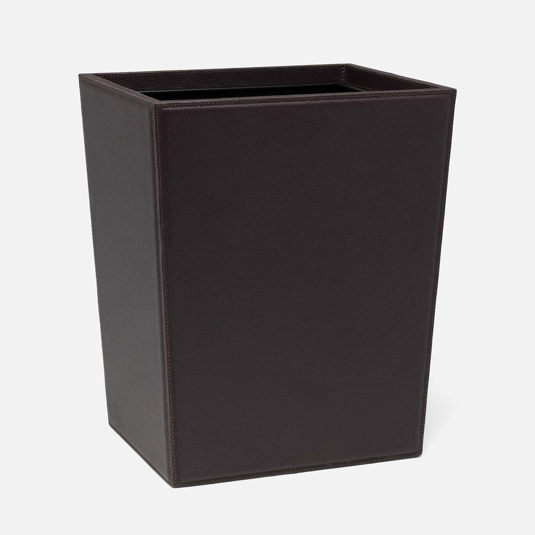 Asby, Aubergine, Wastebasket, Rectangular Tapered, Full-Grain Leather