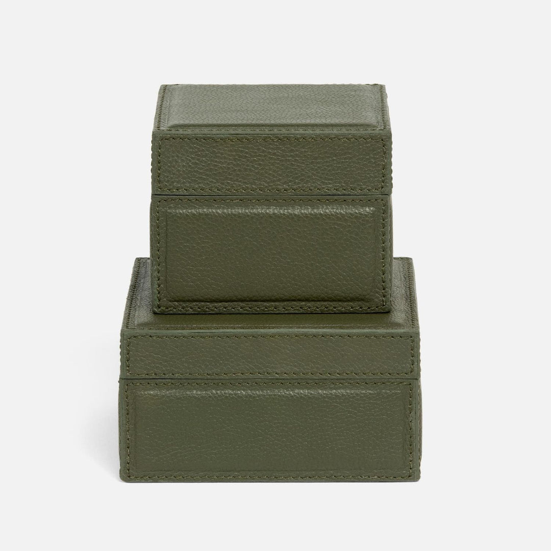 Asby, Forest, S/2 Square Canisters, Full-Grain Leather