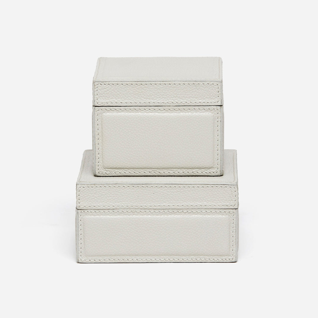 Asby, Light Gray, Canisters, Square, Full-Grain Leather, S/2