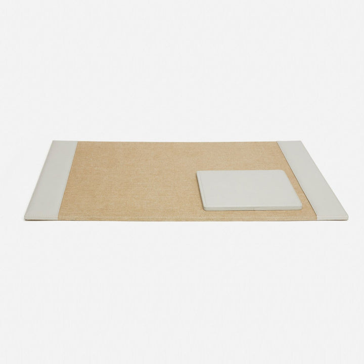 Asby Set: Desk Blotter And Square Mouse Pad, Light Gray, Full-Grain Leather