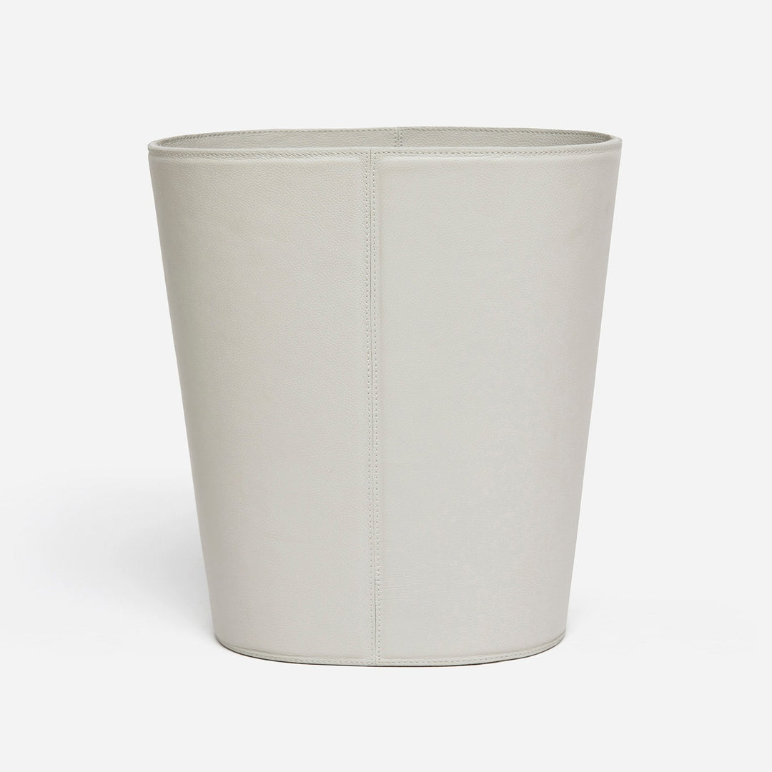 Asby, Light Gray, Wastebasket, Oval, Full-Grain Leather