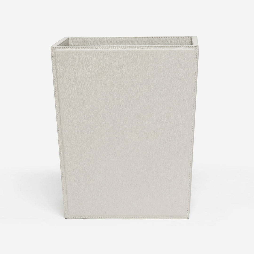 Asby, Light Gray, Wastebasket, Rectangular Tapered, Full-Grain Leather