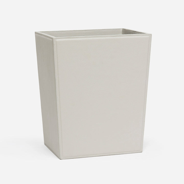 Asby, Light Gray, Wastebasket, Rectangular Tapered, Full-Grain Leather