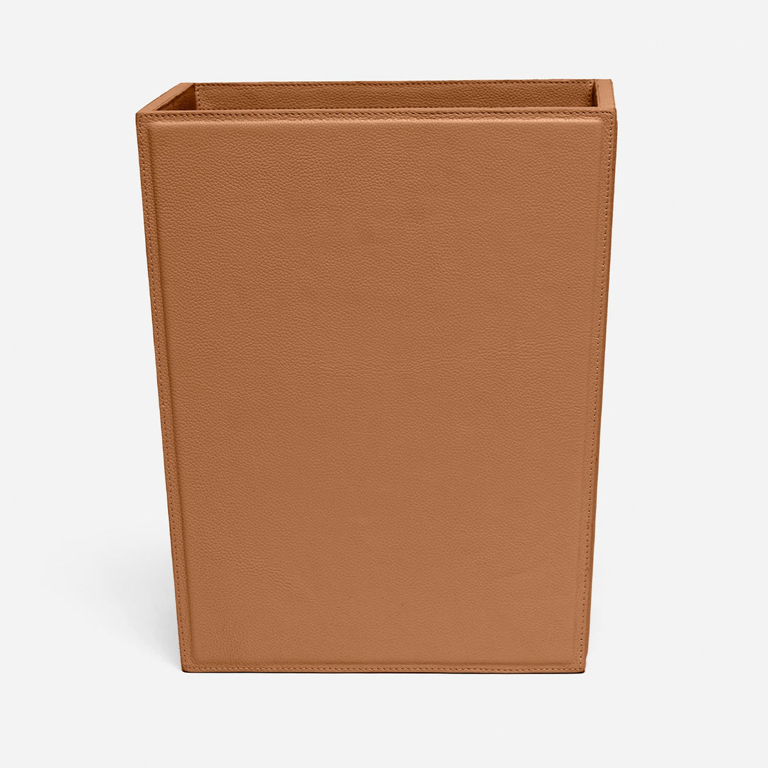 Asby, Saddle, Wastebasket, Rectangular Tapered, Full-Grain Leather