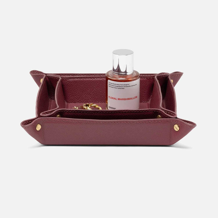 Belmont, Burgundy, Desk Catch All Trays, Square, Full-Grain Leather, S/2