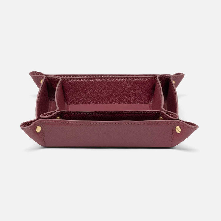 Belmont, Burgundy, Desk Catch All Trays, Square, Full-Grain Leather, S/2
