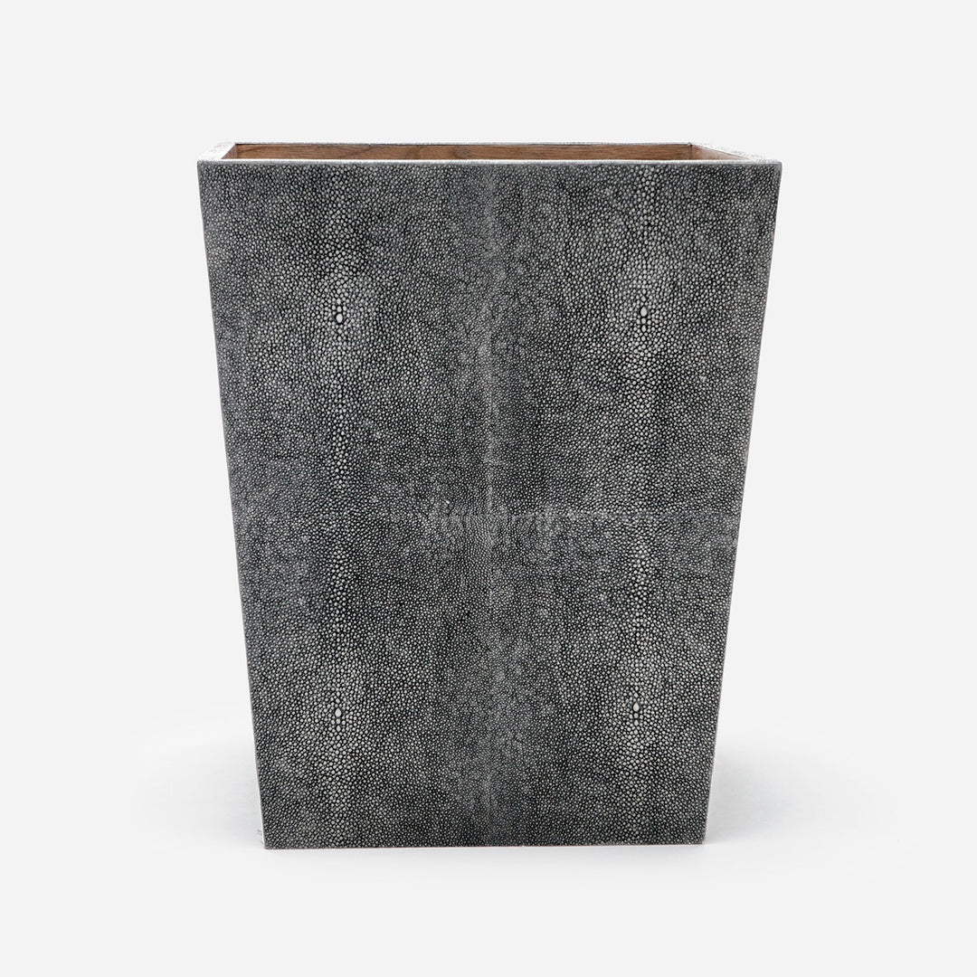 Crosby, Cool Gray, Wastebasket, Rectangular Tapered, Realistic Faux Shagreen
