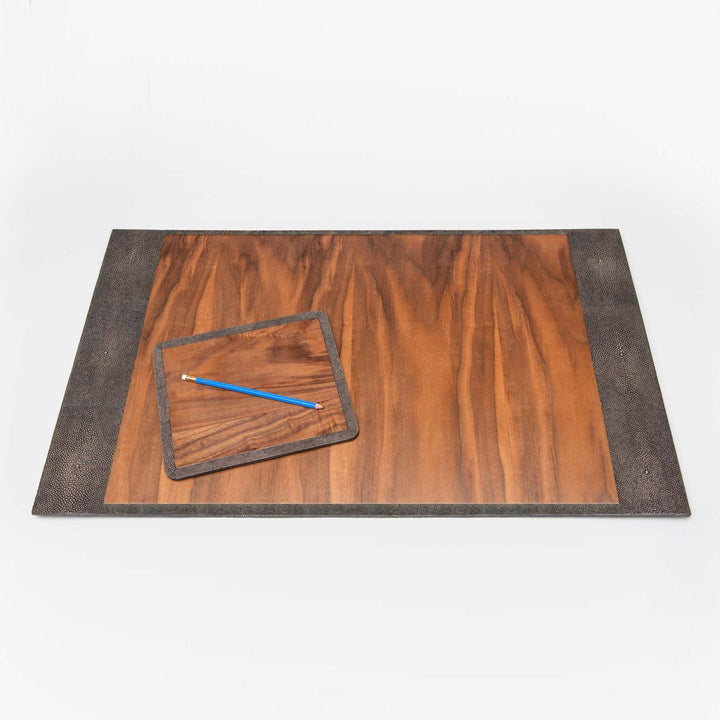 Crosby, Dark Mushroom, Set: Desk Blotter And Square Mouse Pad, Realistic Faux Shagreen