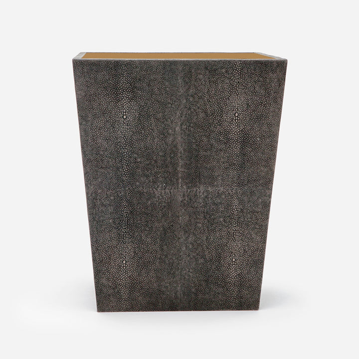 Crosby, Dark Mushroom, Wastebasket, Rectangular Tapered, Realistic Faux Shagreen