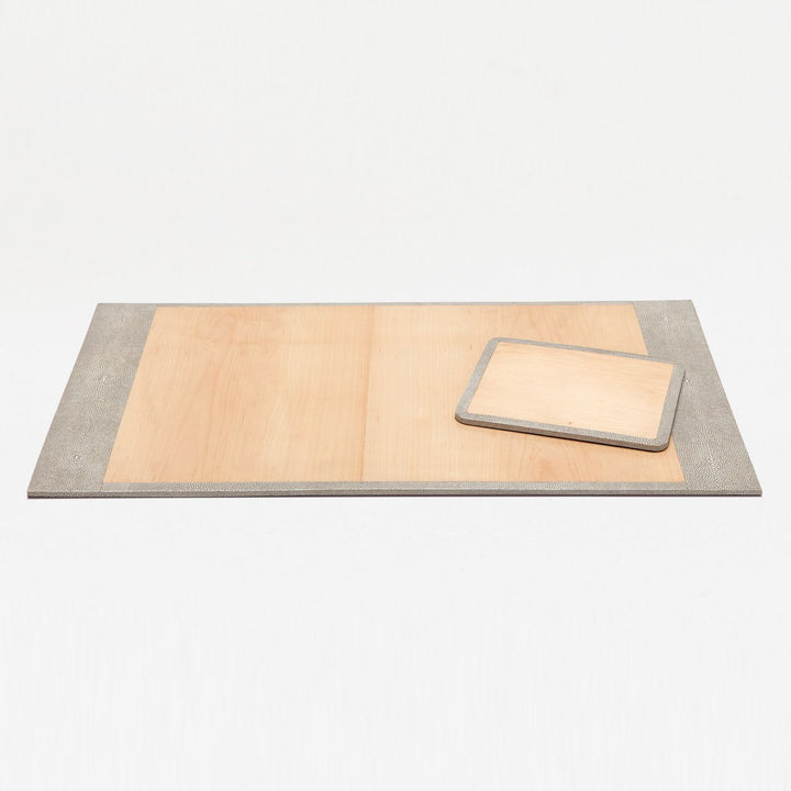 Crosby, Sand, Set: Desk Blotter And Square Mouse Pad, Realistic Faux Shagreen