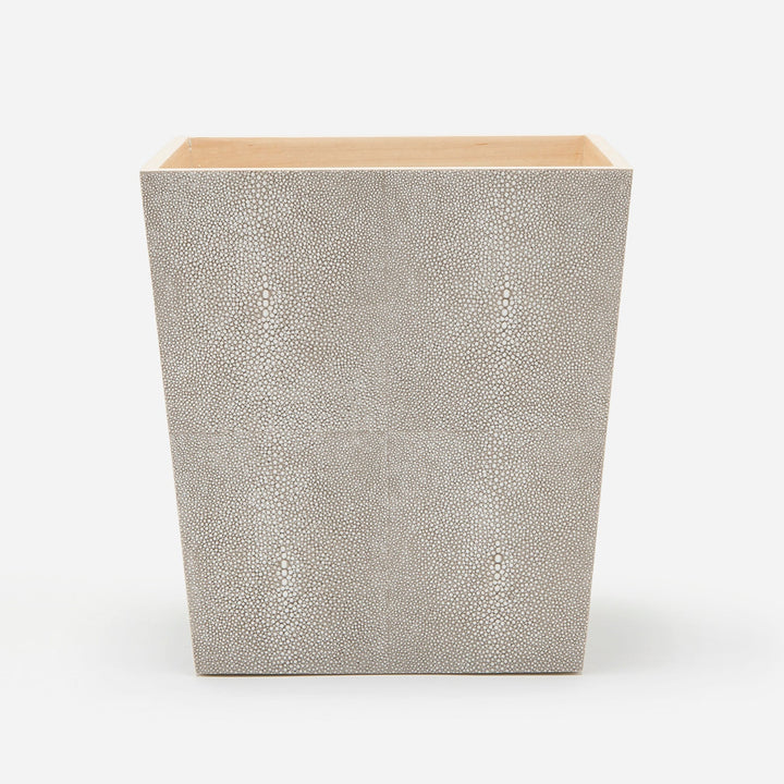 Crosby, Sand, Wastebasket, Rectangular Tapered, Realistic Faux Shagreen