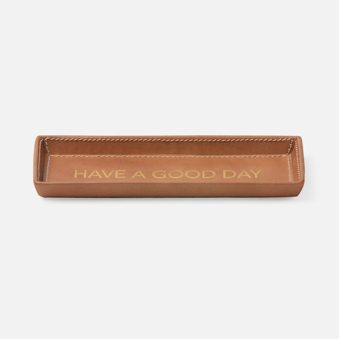 Decorah, Aged Camel, Eyeglass Holder, Have A Good Day, Full-Grain Leather, Pack/2