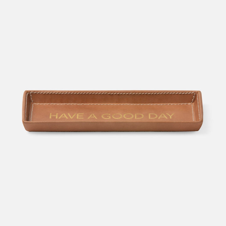 Decorah, Aged Camel, Eyeglass Holder, Have A Good Day, Full-Grain Leather, Pack/2