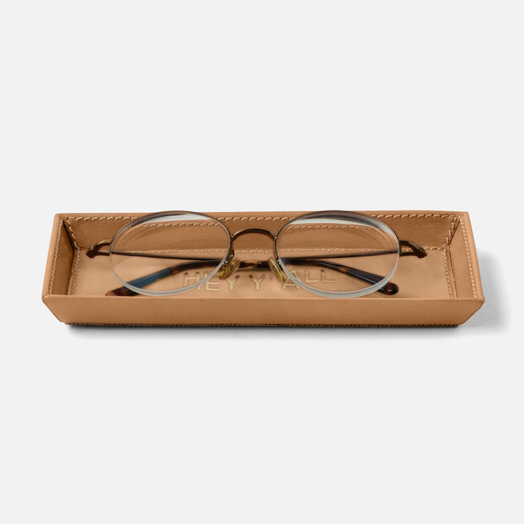 Decorah, Aged Camel, Eyeglass Holder, Hey Y'All, Full-Grain Leather, Pack/2