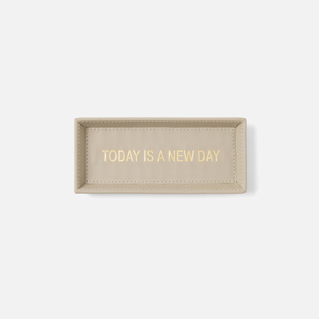 Decorah, Light Gray, Eyeglass Holder, Today Is A New Day, Full-Grain Leather, Pack/2