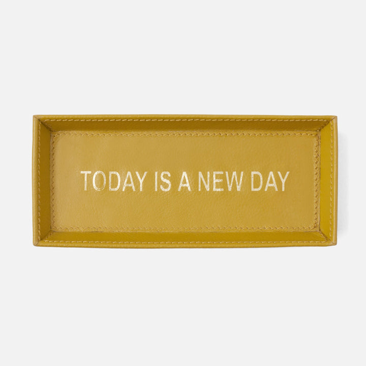 Decorah, Mustard, Eyeglass Holder, Today Is A New Day, Full-Grain Leather, Pack/2