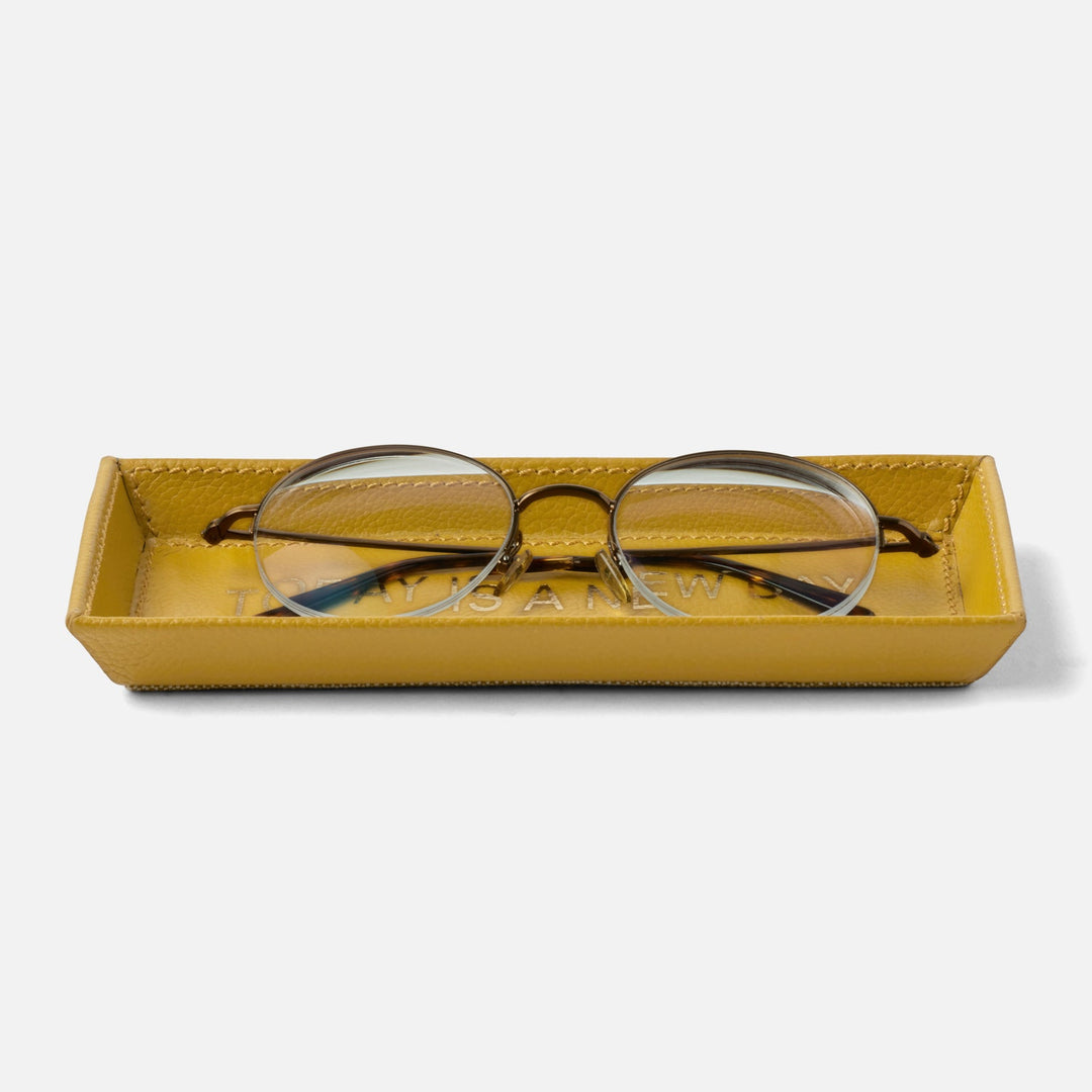 Decorah, Mustard, Eyeglass Holder, Today Is A New Day, Full-Grain Leather, Pack/2