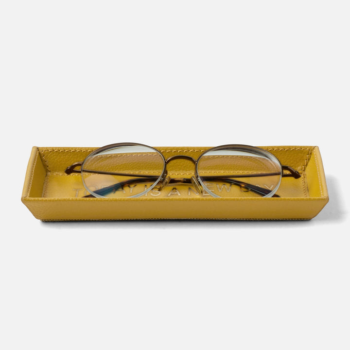 Decorah, Mustard, Eyeglass Holder, Today Is A New Day, Full-Grain Leather, Pack/2