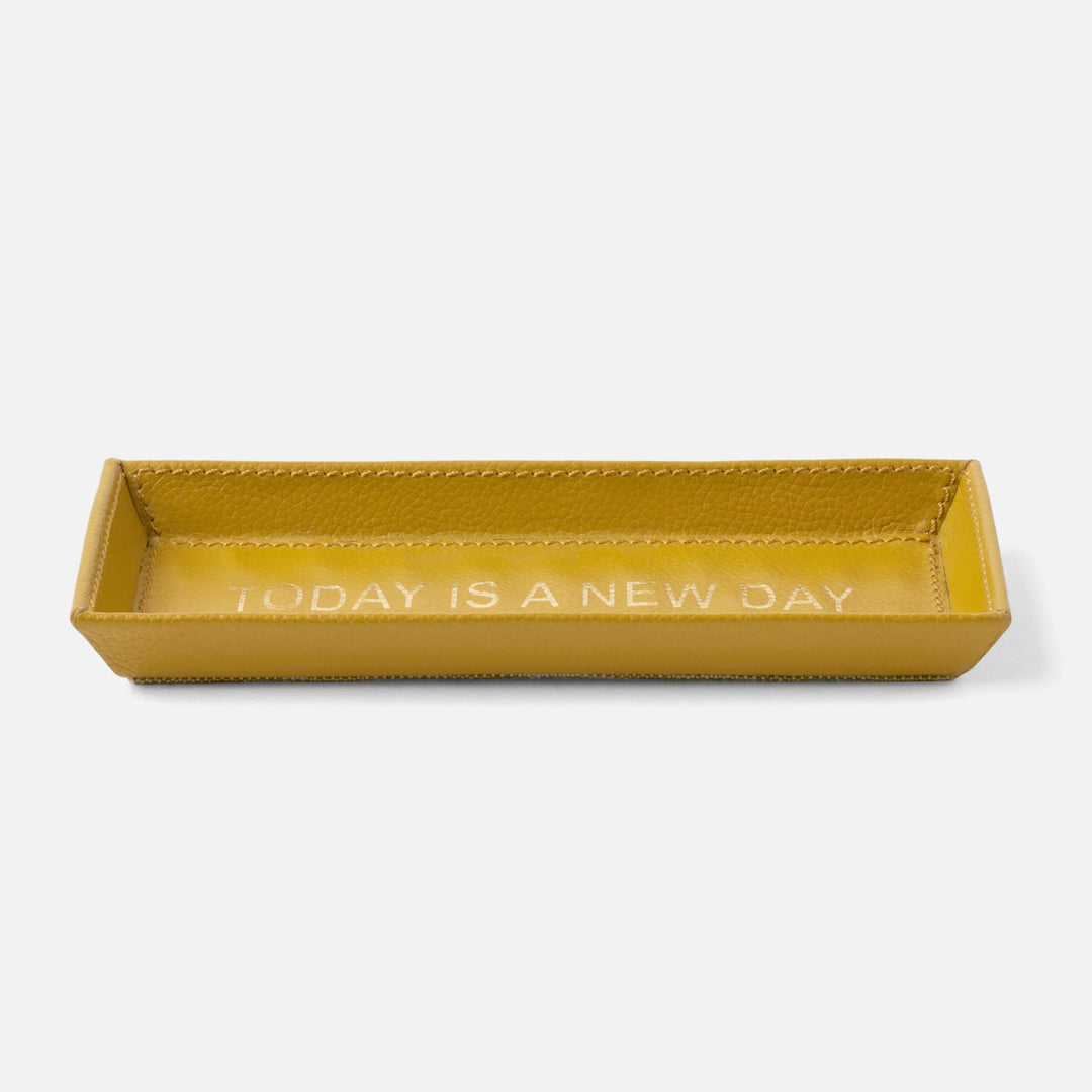 Decorah, Mustard, Eyeglass Holder, Today Is A New Day, Full-Grain Leather, Pack/2