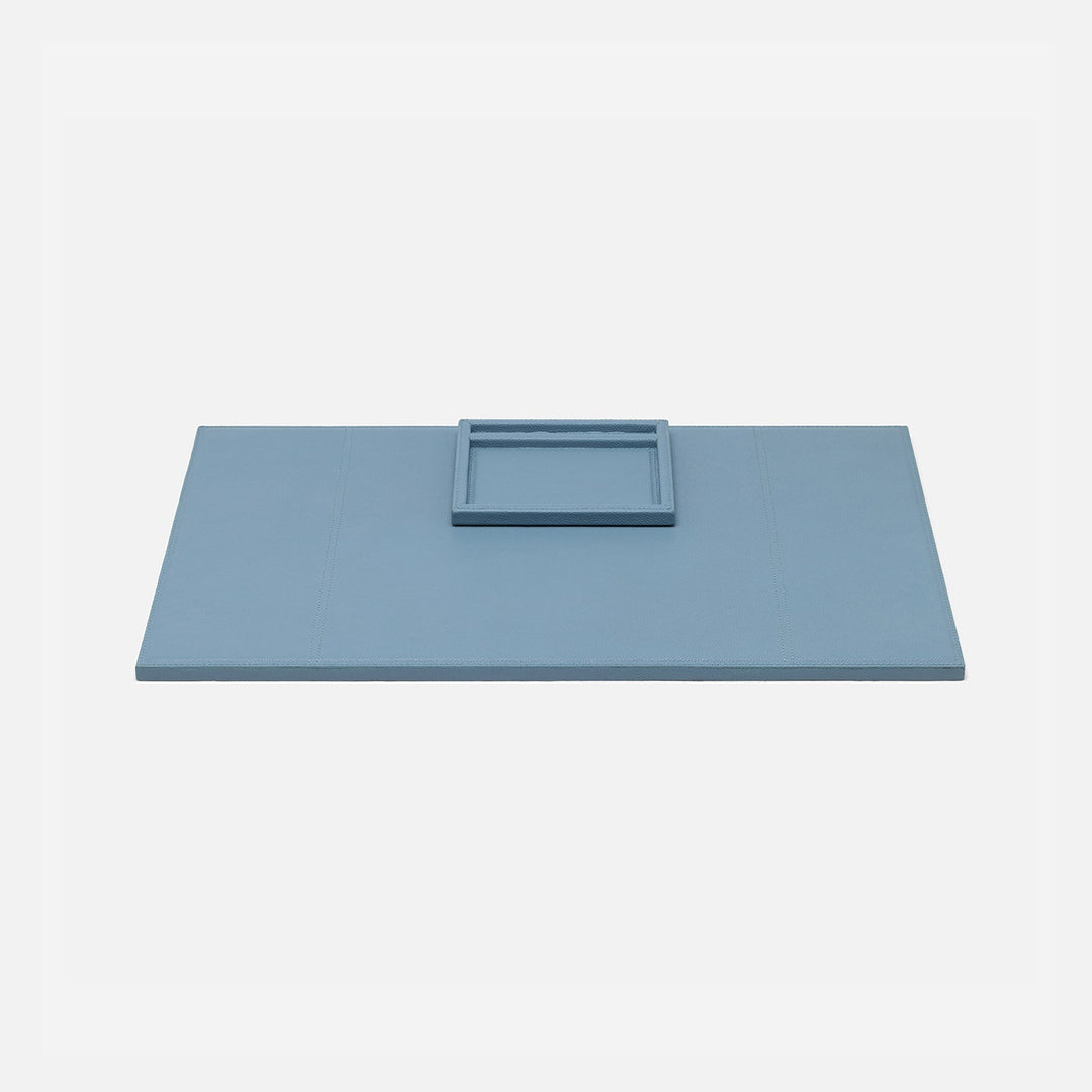 Grafton, Country Blue, Set: Laptop Desk Blotter With Pen/Notepad Holder, Full-Grain Leather