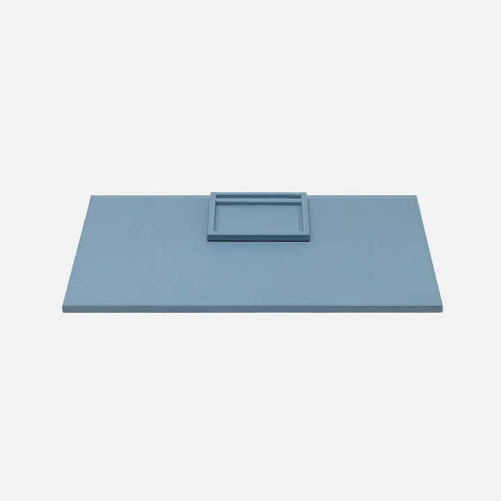 Grafton, Country Blue, Set: Laptop Desk Blotter With Pen/Notepad Holder, Full-Grain Leather
