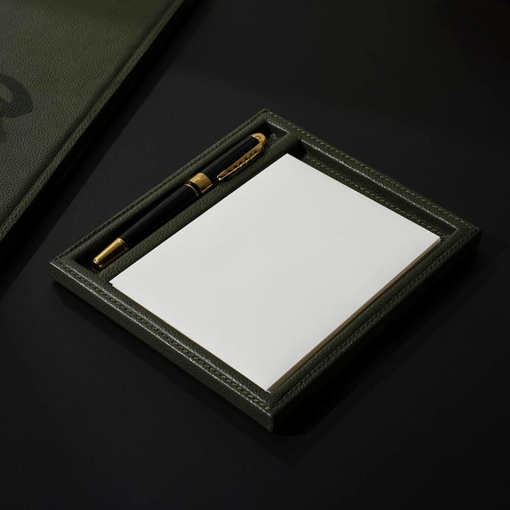 Grafton, Forest, Set: Laptop Desk Blotter With Pen/Notepad Holder, Full-Grain Leather