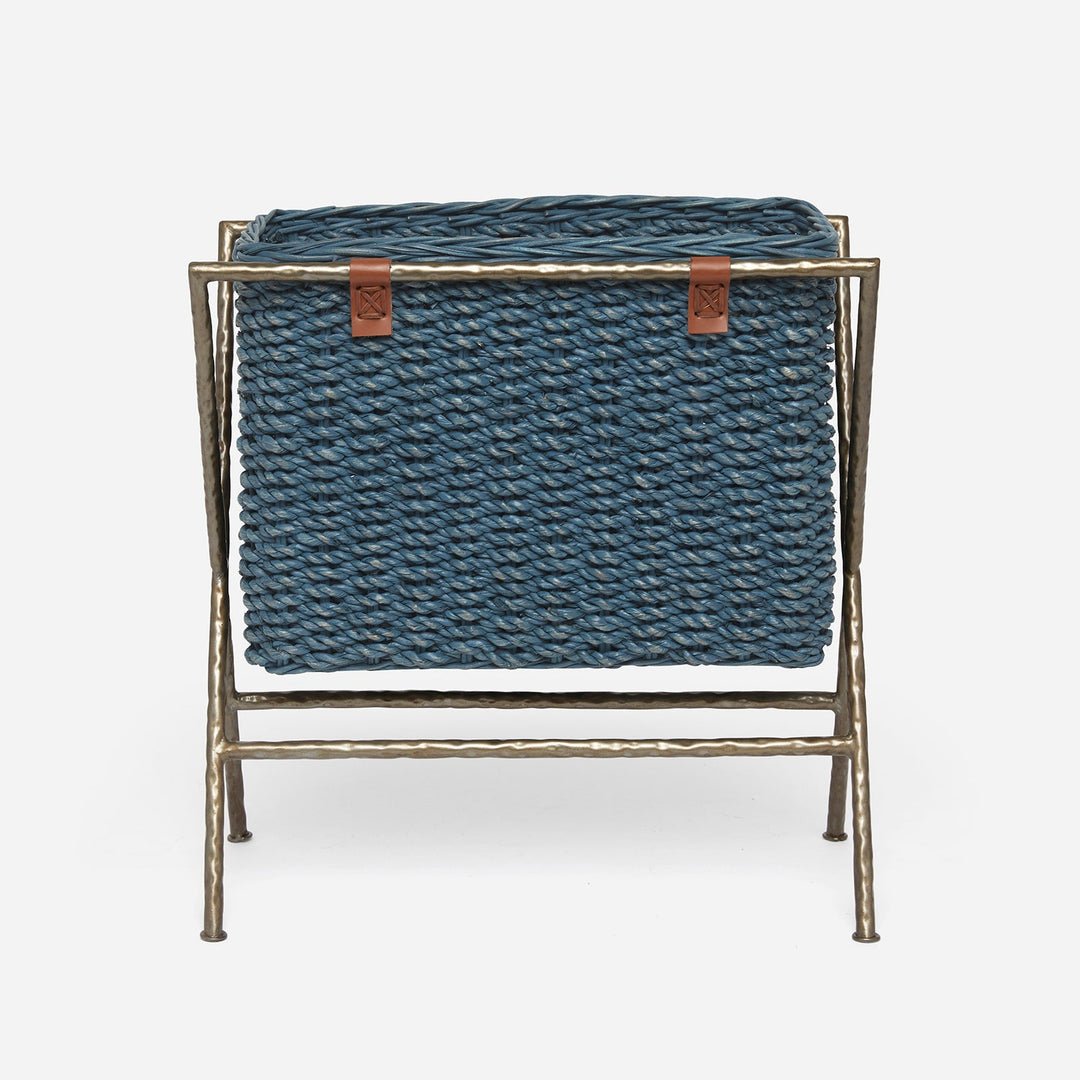 Hemley, Navy, Magazine Rack, Woven Seagrass