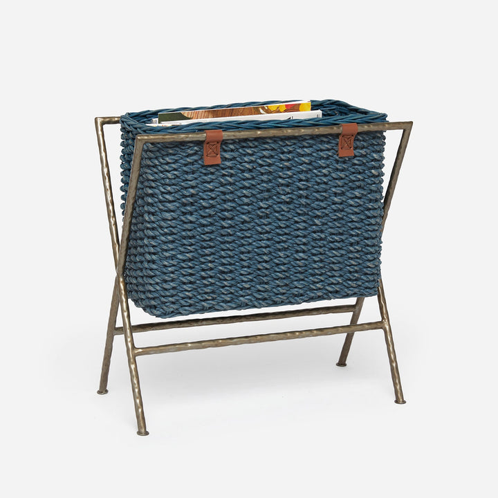 Hemley, Navy, Magazine Rack, Woven Seagrass