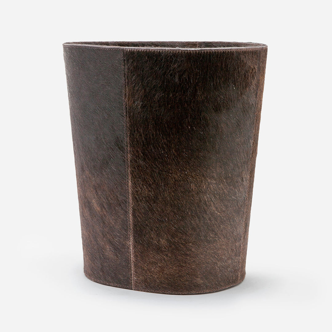 Hyde, Brown, Wastebasket, Oval Tapered, Hair-On-Hide