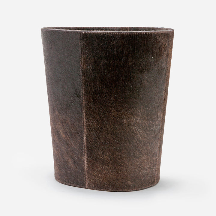 Hyde, Brown, Wastebasket, Oval Tapered, Hair-On-Hide