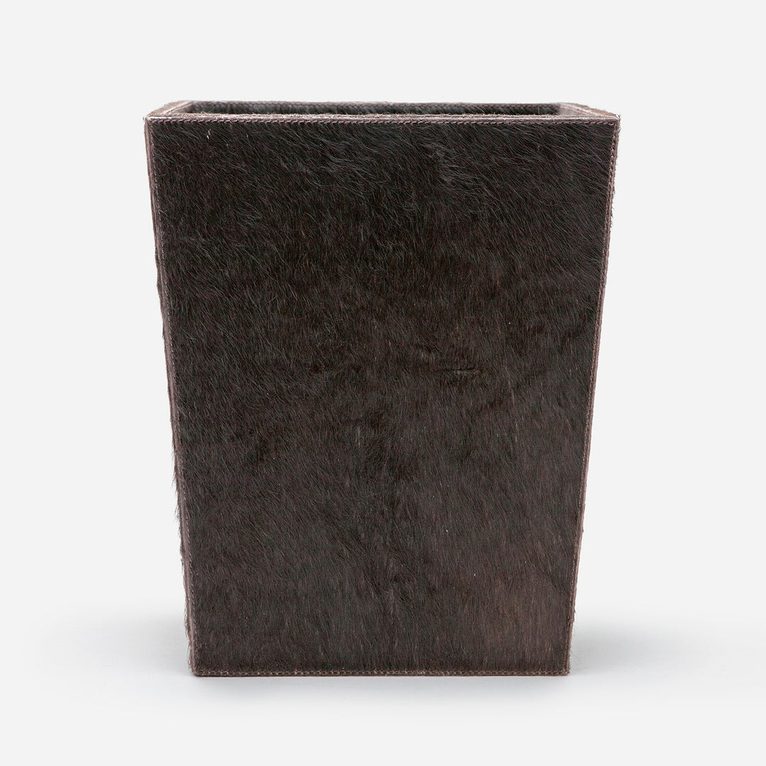 Hyde, Brown, Wastebasket, Rectangular Tapered, Hair-On-Hide