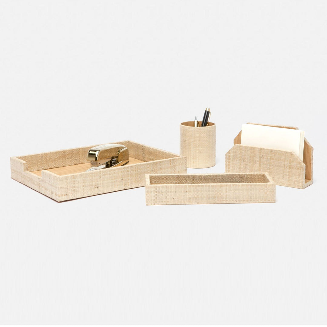 Koba, Natural, Set: Letter Tray, Envelope Holder, Pencil Tray And Pencil Holder, Bagor Grass