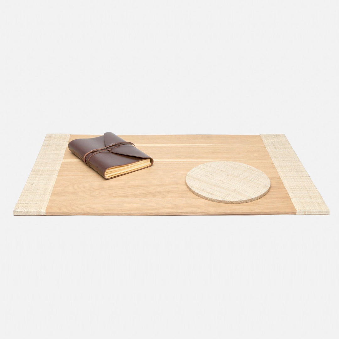 Koba, Natural, Set: Desk Blotter And Round Mouse Pad, Bagor Grass