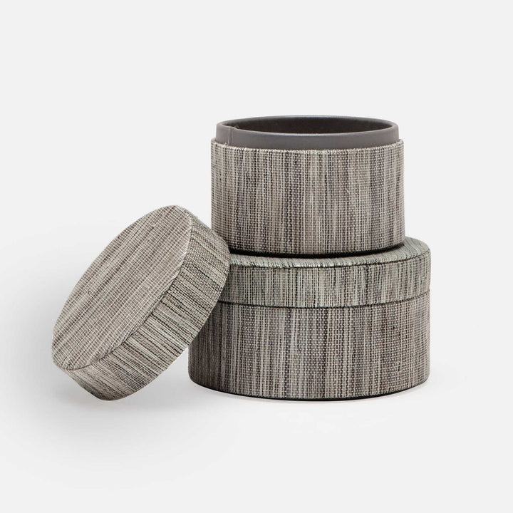 Napali, Dark Gray, S/2 Round Boxes, Poly Hemp