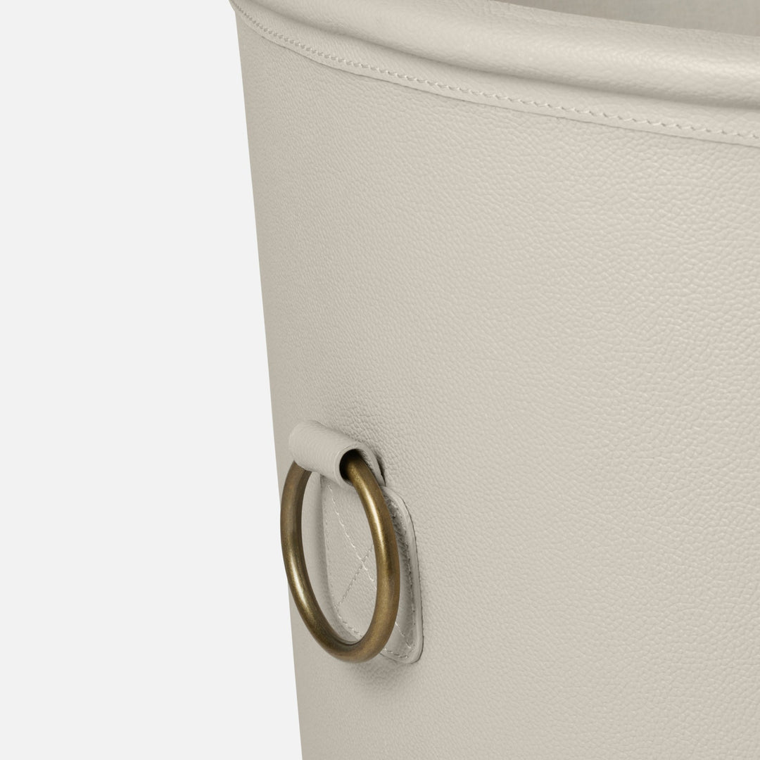 Ogden, Light Gray, Basket, Round, Large, Full-Grain Leather