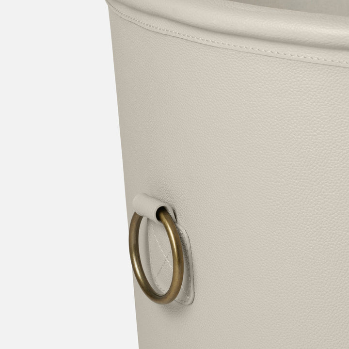 Ogden, Light Gray, Basket, Round, Large, Full-Grain Leather