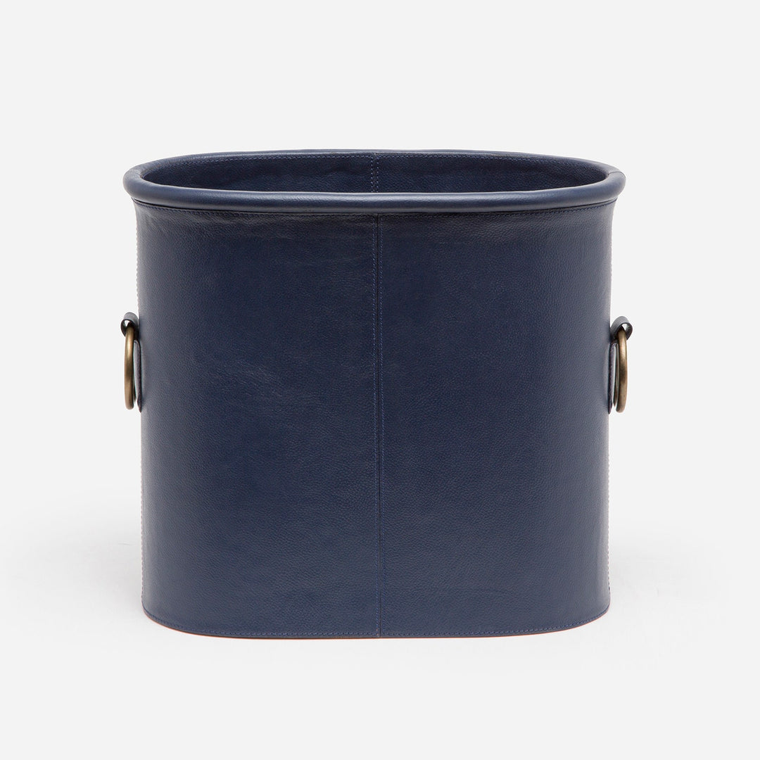 Ogden, Navy, Magazine Holder, Oval, Full-Grain Leather