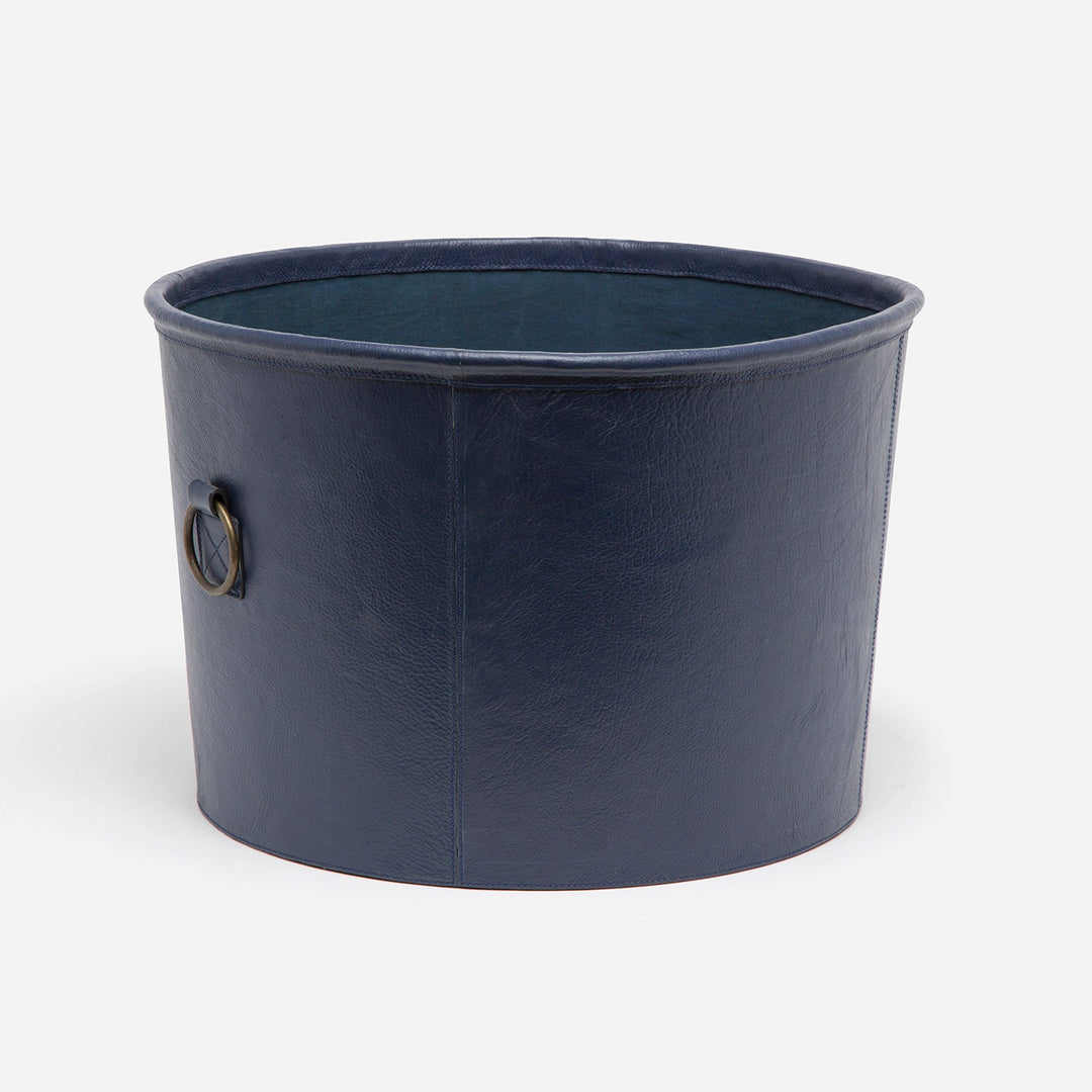 Ogden, Navy, Basket, Round, Large, Full-Grain Leather