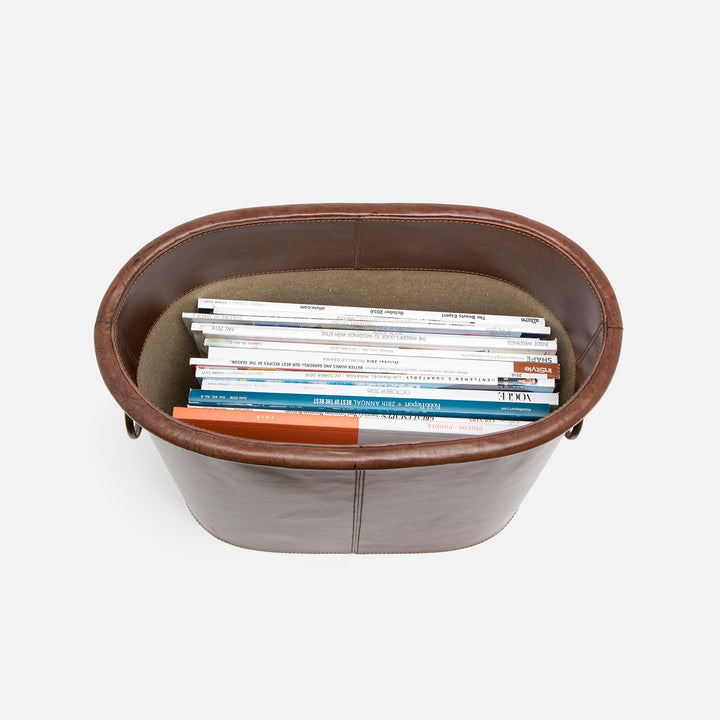 Ogden, Tobacco, Magazine Holder, Oval, Full-Grain Leather